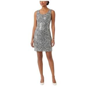 AQUA Sequin Sleeveless Mini Sheath Cocktail Dress Sparkly Black and White Size 6